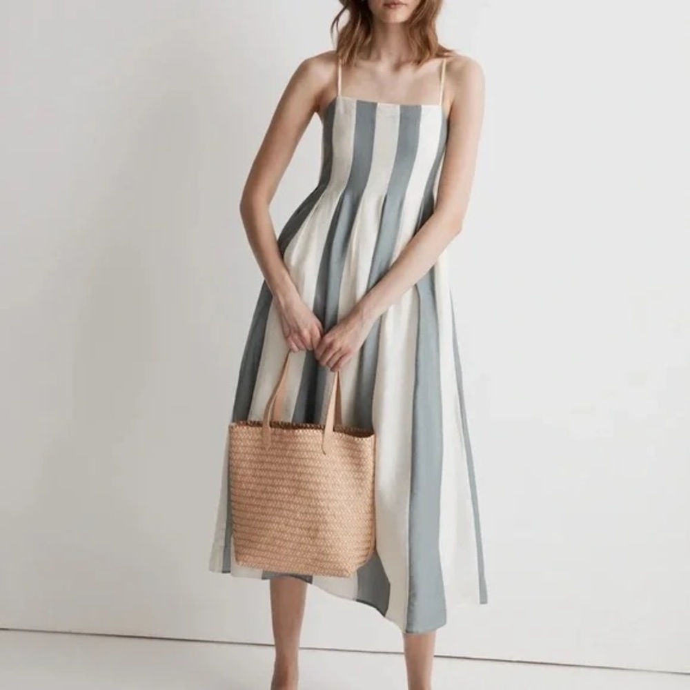 Madewell Striped Linen Dress, Size 8, NWT